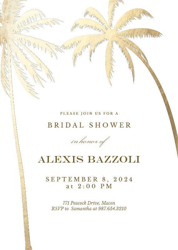 Palm trees -  invitación para bridal shower