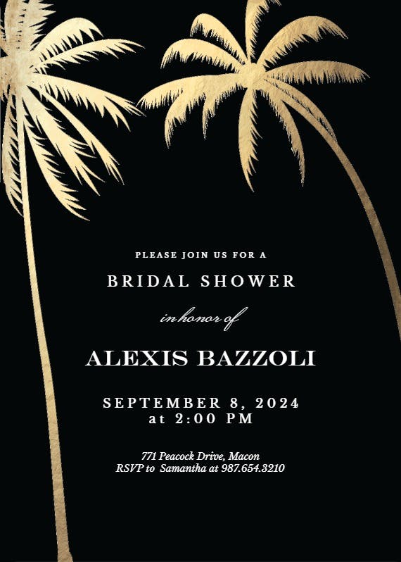 Palm trees - bridal shower invitation