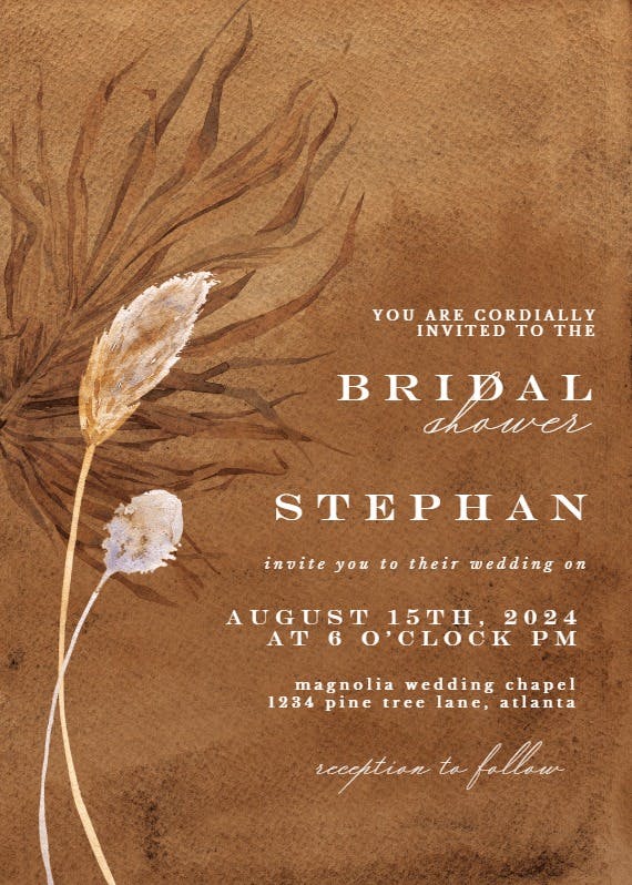 Papyrus and pampas - bridal shower invitation