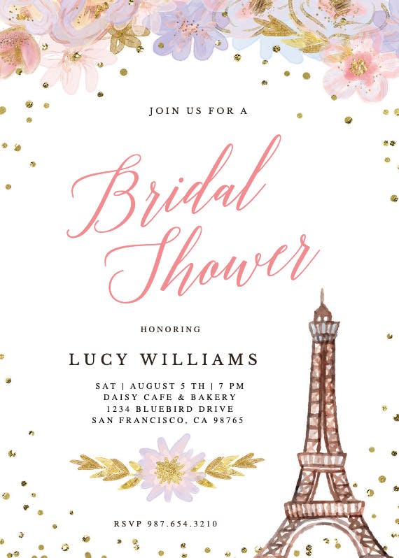 Paris love -  invitación para bridal shower