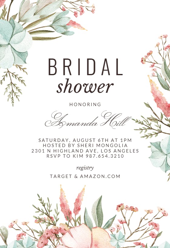 Pastel boho -  invitación para bridal shower