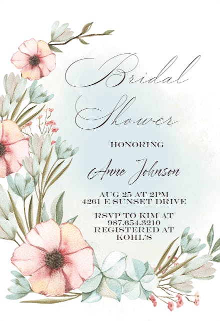 Pastel Flowers - Bridal Shower Invitation