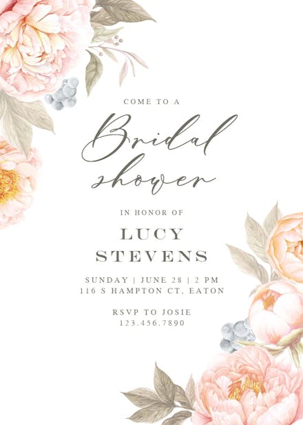 Simple Magnolia - Bridal Shower Invitation Template | Greetings Island