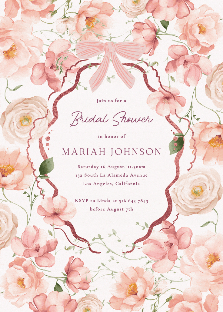 Peachy blooms - invitación para bridal shower