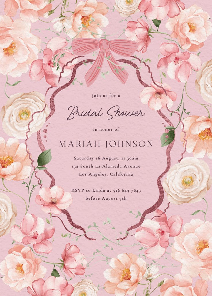 Peachy blooms - invitación para bridal shower