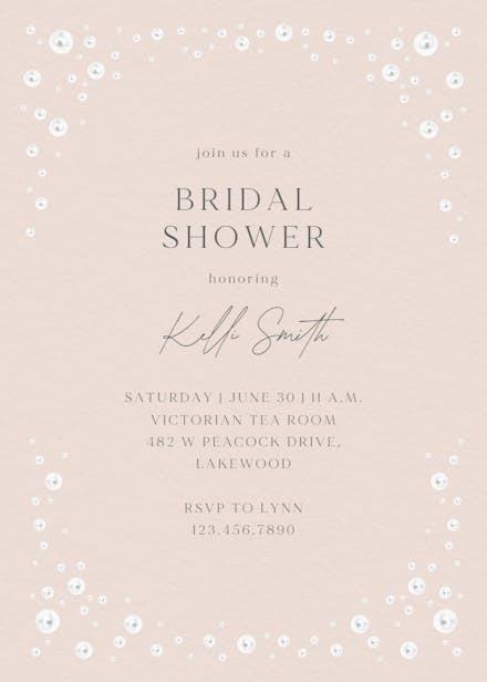 Pearls frame - bridal shower invitation