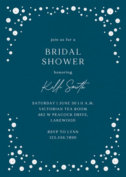 Pearls frame - bridal shower invitation