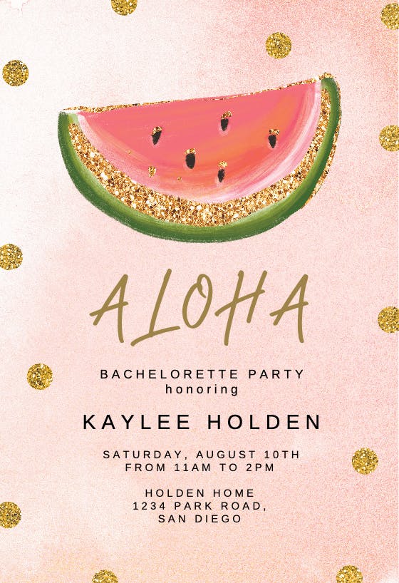 Pink and gold watermelon - bridal shower invitation
