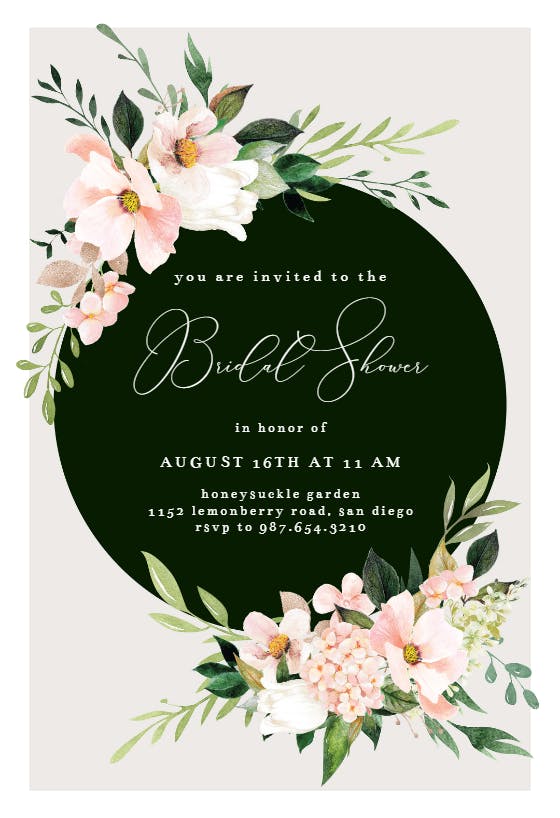 Elegant botanical wreath - bridal shower invitation