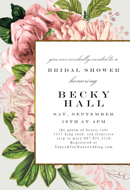 Pink Bouquets - Bridal Shower Invitation