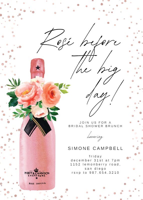 Pink champagne -  invitación para bridal shower