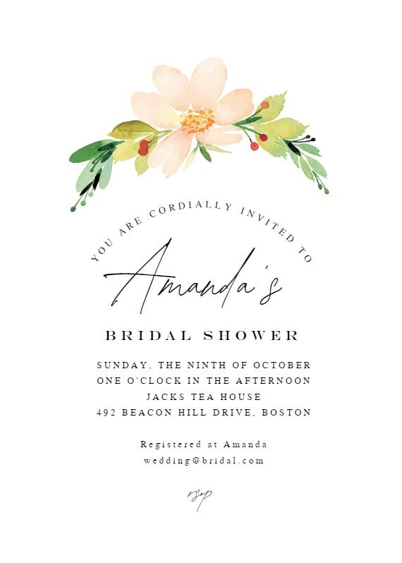 Pink flower - bridal shower invitation