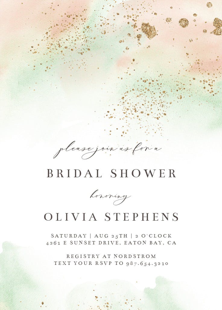 Pink paint and gold - bridal shower invitation