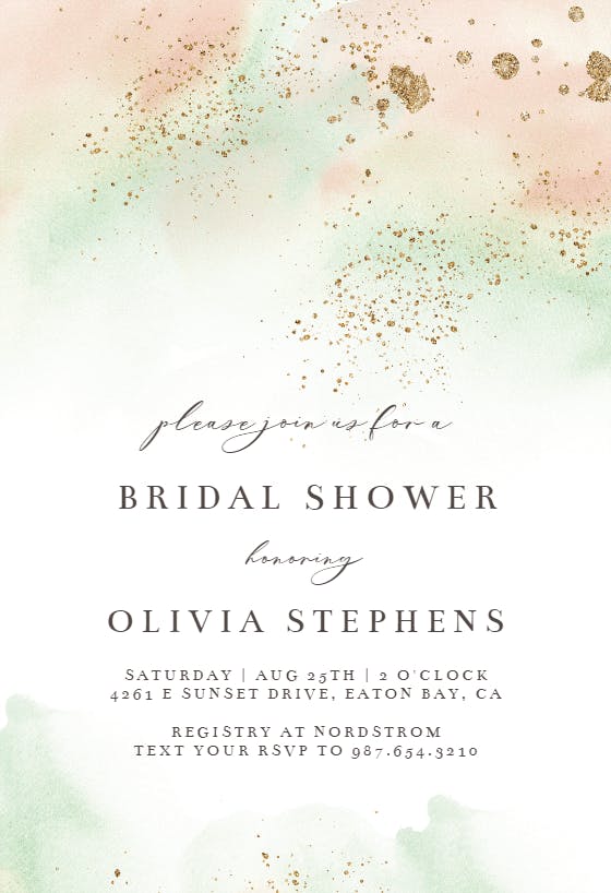 Pink paint and gold -  invitación para bridal shower