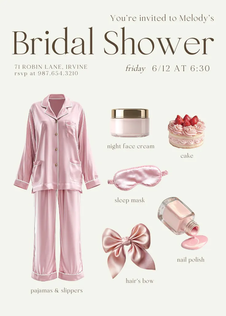 Pink pampering｜ブライダルシャワー招待状