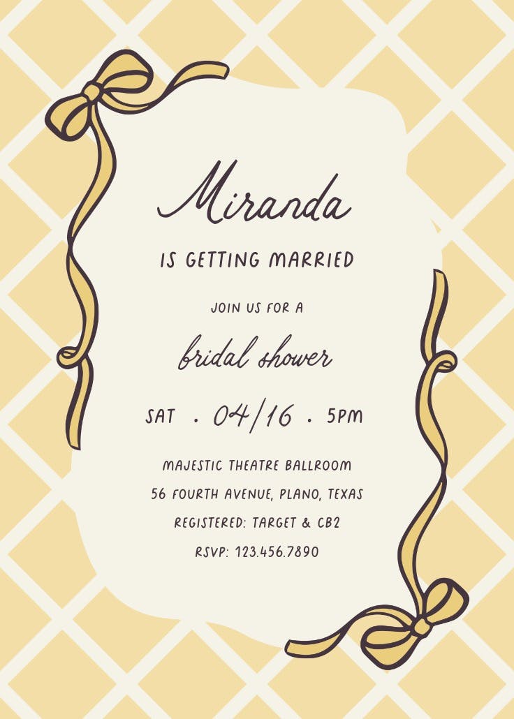 Pink plaid - bridal shower invitation
