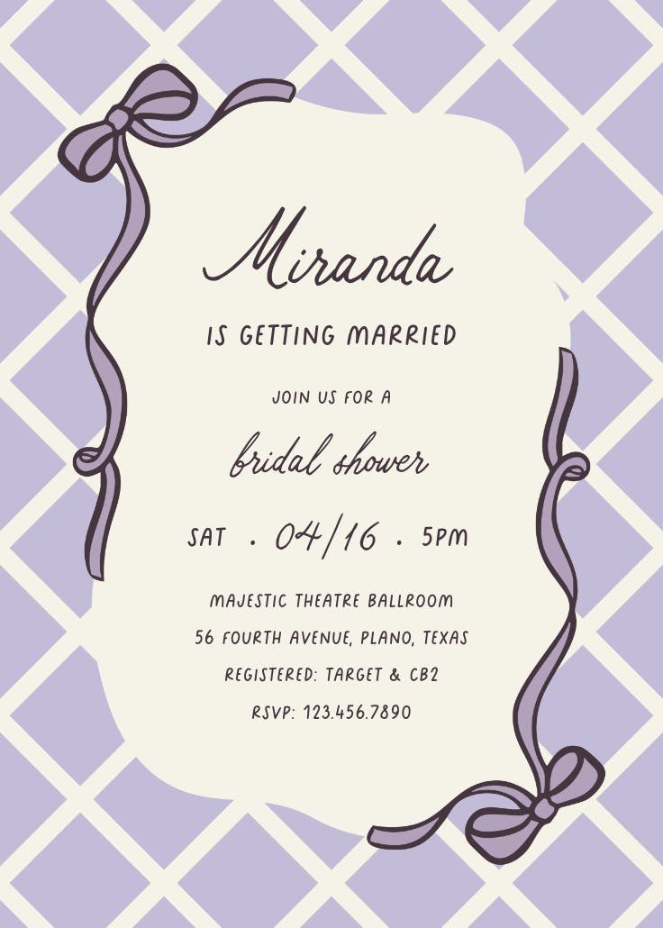 Pink plaid - invitación para bridal shower