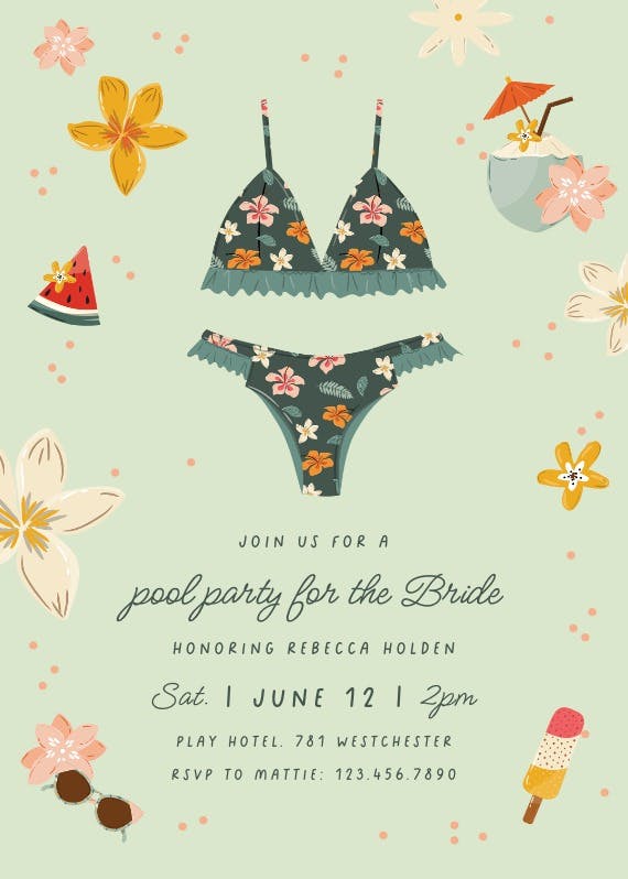 Pool party for the bride - bridal shower invitation