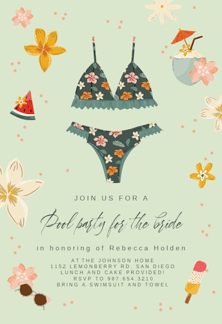 Pool Party for the Bride - Pool Party Invitation