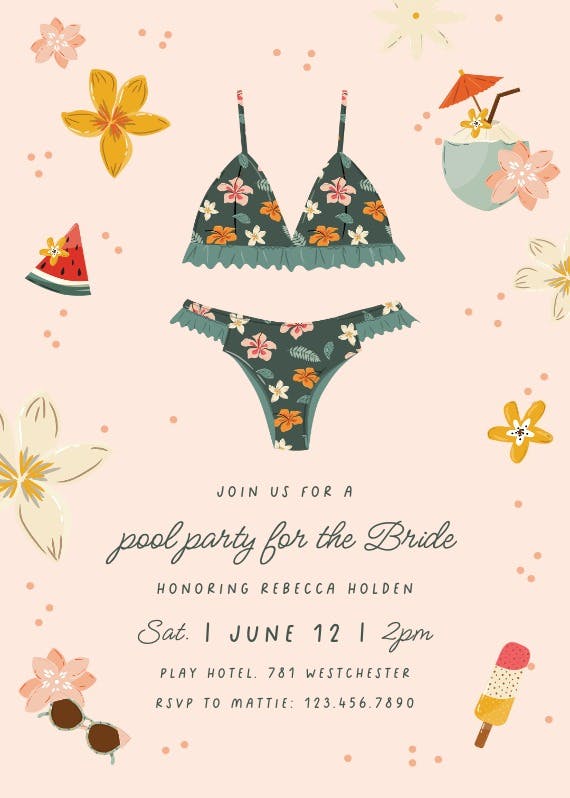 Pool party for the bride - pool party invitation