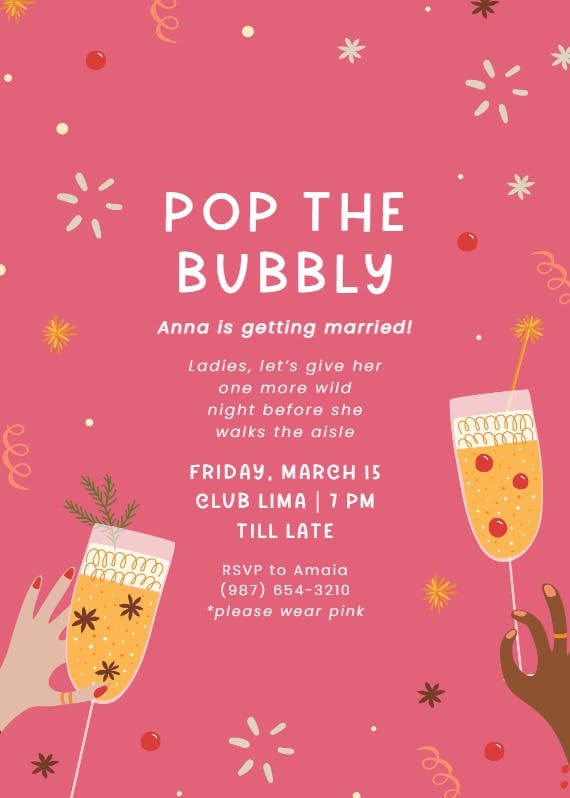 Pop the bubbly -  invitation template