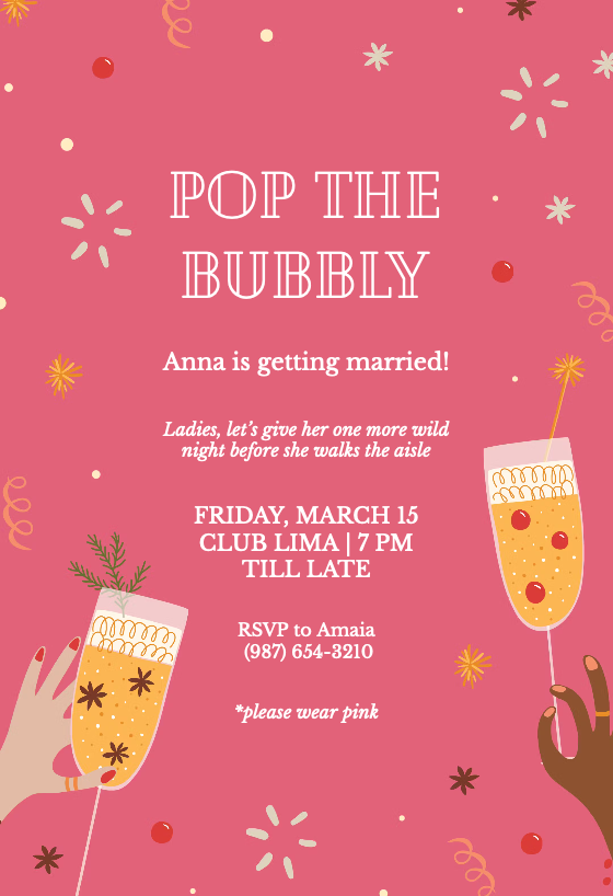 Pop The Bubbly Bridal Shower Invitation Template Greetings Island