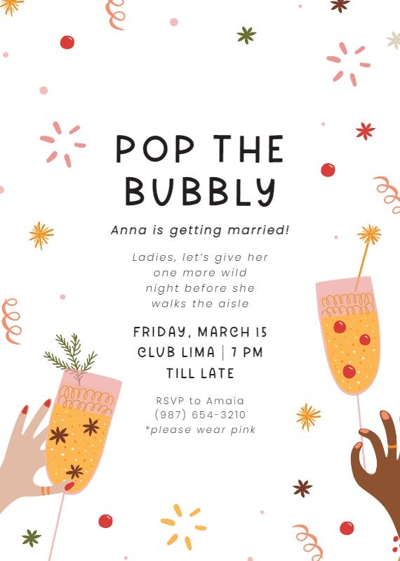 Pop the bubbly - party invitation