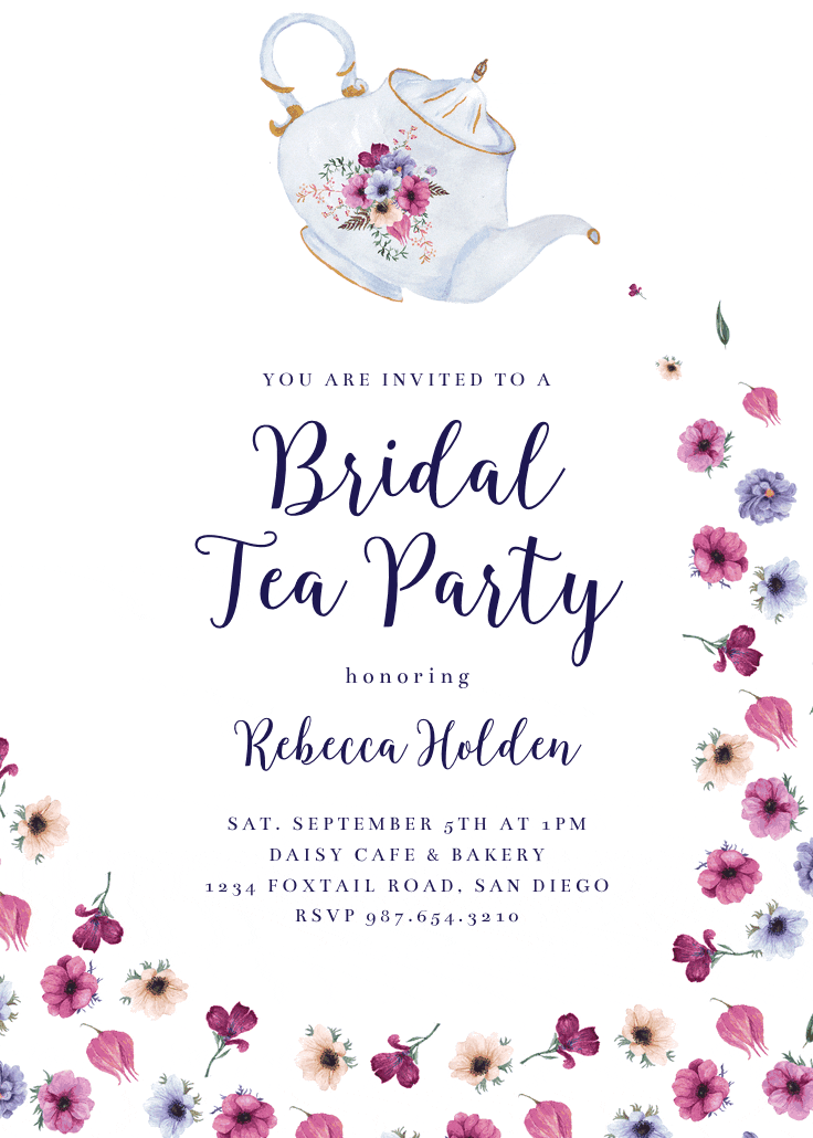 Pouring tea - invitación para bridal shower