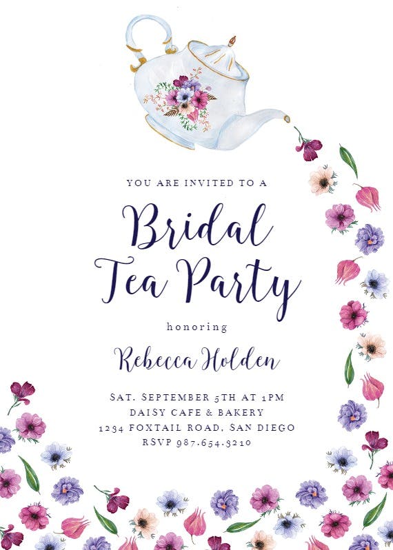 Pouring tea -  invitación para bridal shower