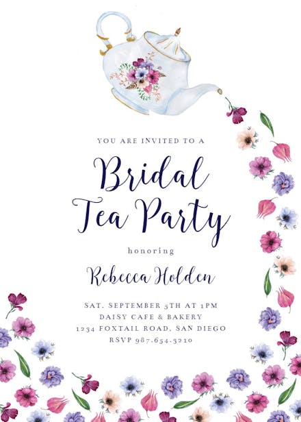 Pouring tea - bridal shower invitation