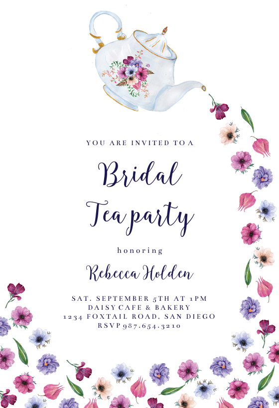 Tea Party Templett Boho 100% Editable Text Bridal Shower Invite Calligraphy Heart #vmt710 Printable Invitation Template She Said Yes