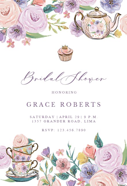 Princess tea party - bridal shower invitation