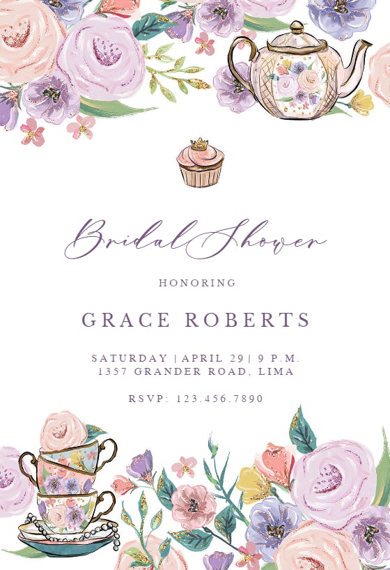 Princess tea party -  invitación para bridal shower