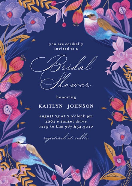 Purple nature frame - bridal shower invitation