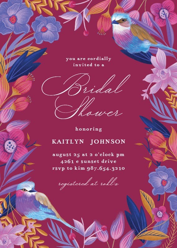 Purple nature frame - bridal shower invitation