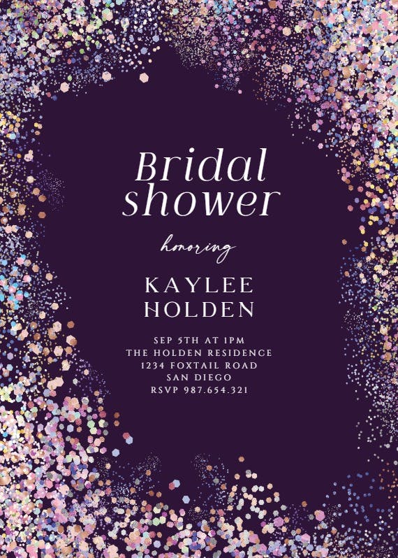 Rainbow confetti frame - bridal shower invitation
