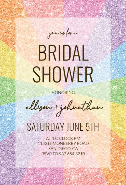 Rainbow Glitter - Bridal Shower Invitation
