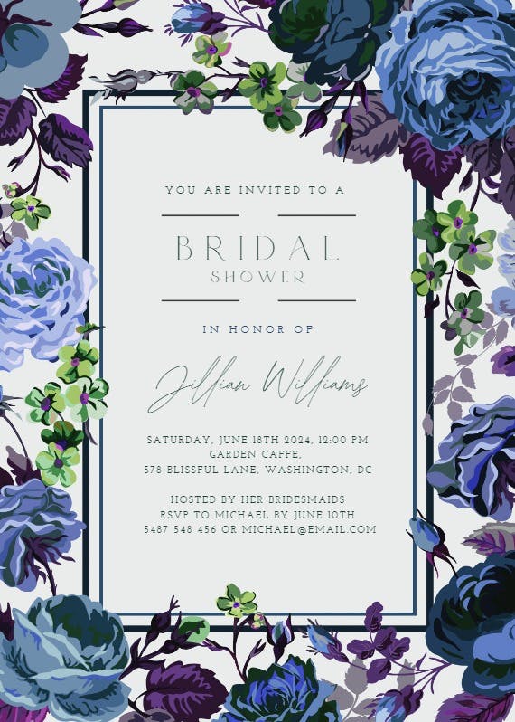Romantic cabbage roses - bridal shower invitation