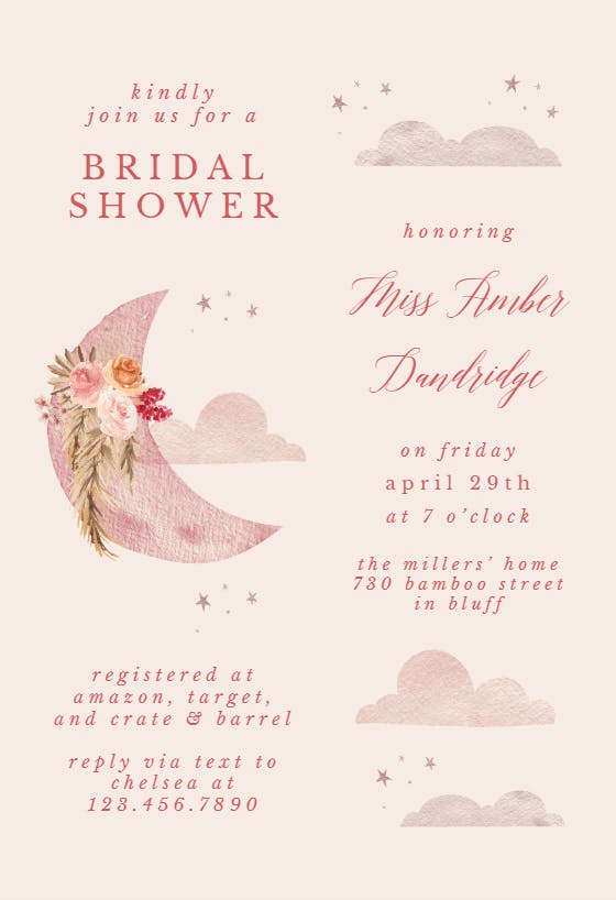 Romantic moon - bridal shower invitation