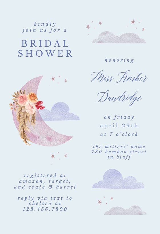 Romantic moon - bridal shower invitation