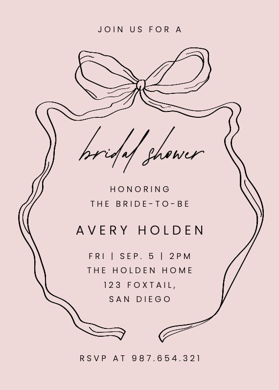 Romantic ribbon - bridal shower invitation