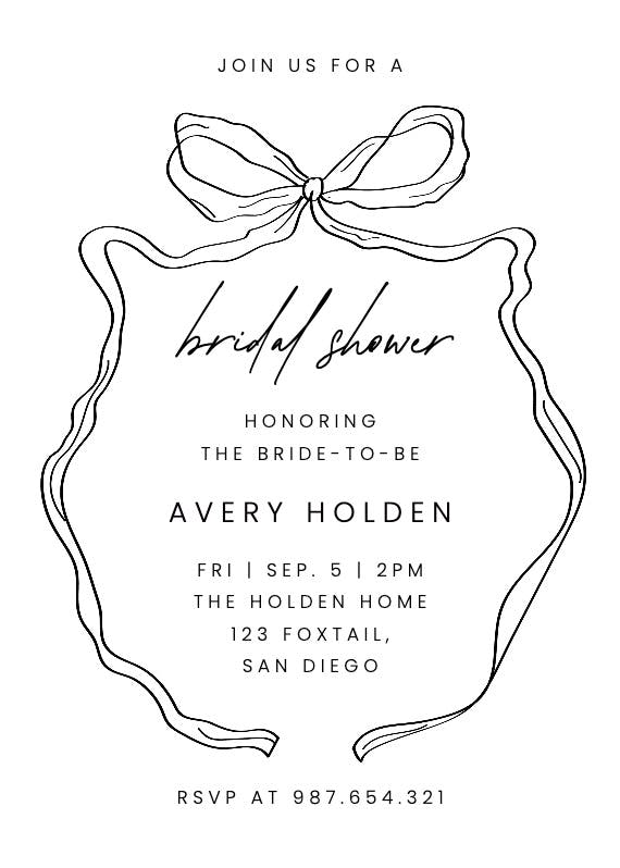 Romantic ribbon - bridal shower invitation