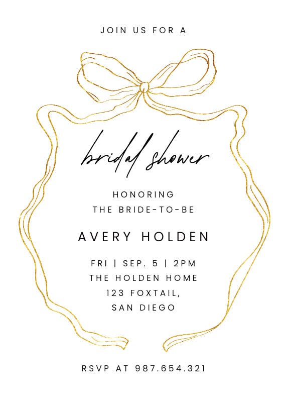 Romantic ribbon - bridal shower invitation