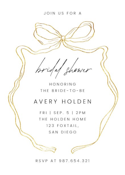 Romantic ribbon - bridal shower invitation