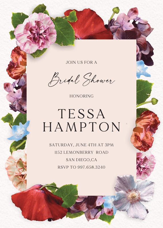 Romantic rosettes - bridal shower invitation
