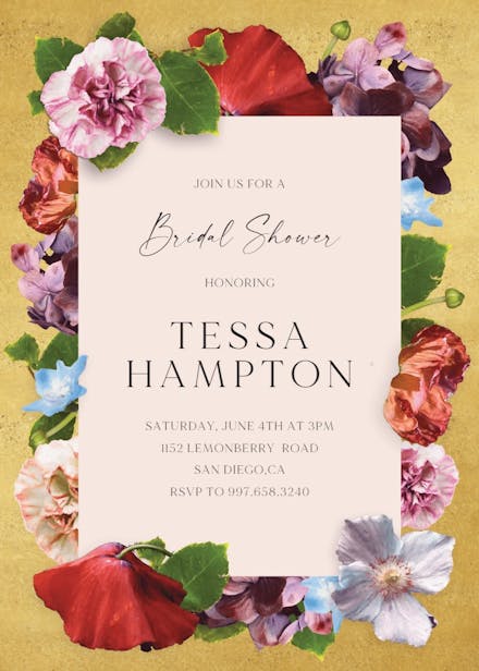 Romantic rosettes - bridal shower invitation
