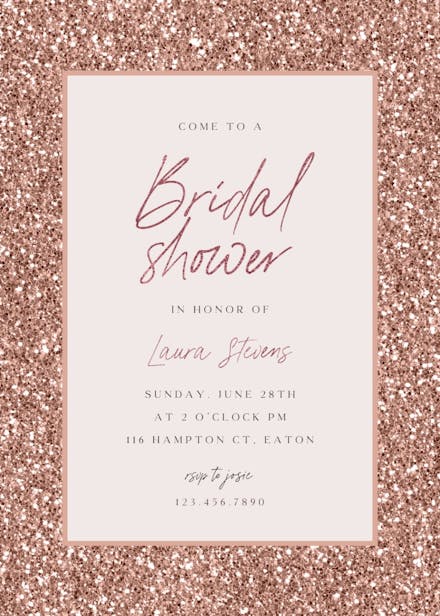 Rose Gold Glitter - Bridal Shower Invitation Template | Greetings Island