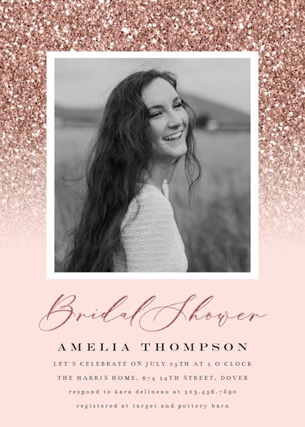 Rose gold glitter - bridal shower invitation