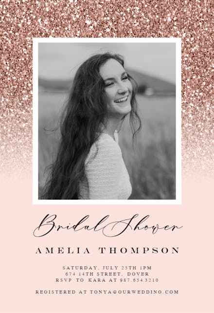 Rose Gold Glitter - Bridal Shower Invitation