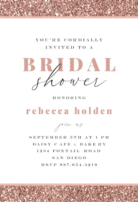 Rose Gold Glitter - Bridal Shower Invitation Template | Greetings Island